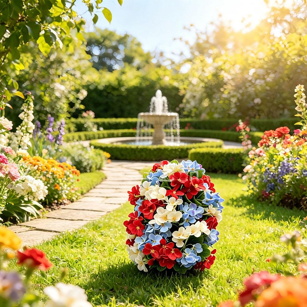 DIY Patriotic Hydrangeas with Sturdy Stem for Outdoor For 4th of July Decor Garden Patio Lawn Decoration 52x25CM