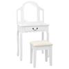 VidaXL Dressing Table and Stool White 65x36x128 Cm Paulownia Wood MDF