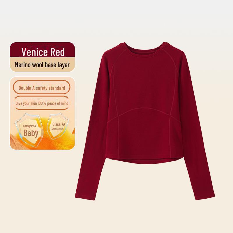 Women's Merino Wool Velvet Bottoming Shirt - Antibacterial Autumn Top