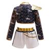 Children's Two Piece Cosplay Outfit Set Jacket and Shorts with Decorative Chains and Shoulder Armor for Performance and Role Play