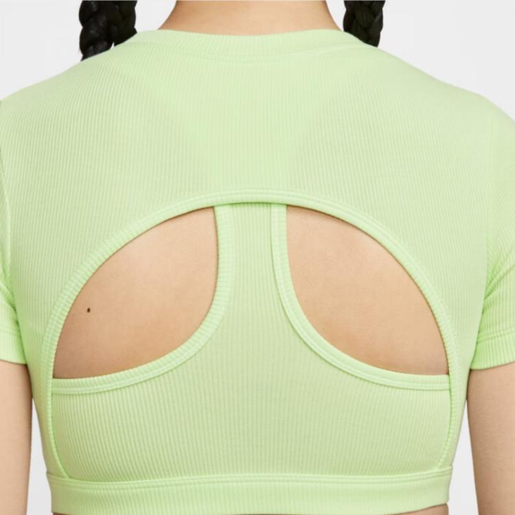 Nike Классическая спортивная одежда Простая однотонная удобная футболка с коротким рукавом Женские топы Светло-лаймовый черный HF5418-360