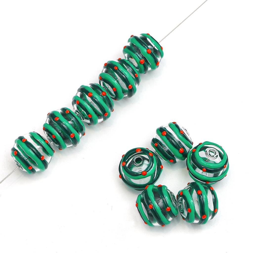 1Pcs 14mm Water Ripple Pattern Freehand Hollow Coloured Glaze Round Ball Multicolor Glass Beads For Jewelry Making DIY Bracelet Necklace Earring