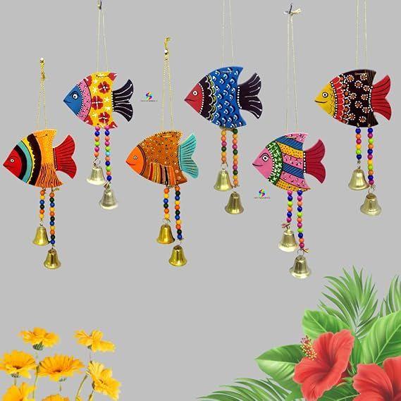 Hanging Fish Main Door Latkan Toran for Pooja Garden Decorative Wall Hanging Balcony Decoration Hanging Items for Living Room