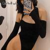 Hollow Out Sexy Bandage Slim Bodysuits Long Sleeves Solid Aesthetic Cute Playsuits Clubwear Jumpsuits Autumn 90s Cuteandpsycho