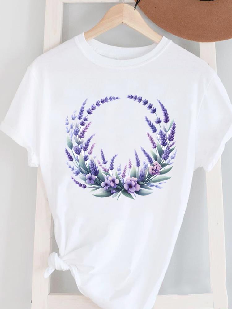 (Азиатский размер) Женский топ с коротким рукавом T Женский принт Мода для леди O-образный вырез перо трендовый стиль Повседневная одежда Графическая футболка Футболки