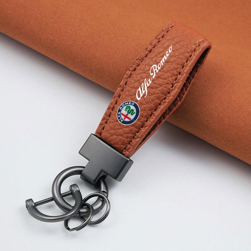 Car Key Chain Luxury Genuine Leather Keychain For Alfa Romeo STELVIO Giulia 159 Giulietta 147 Mito 156 MTO Sportiva Accessories SY1