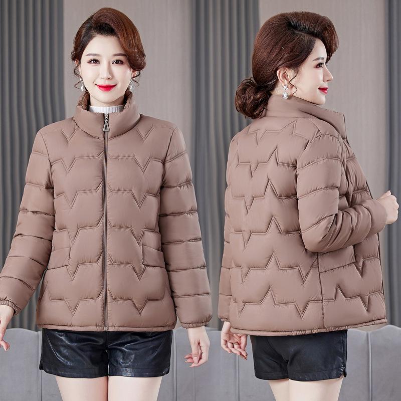 Middle-aged and Elderly Women's Casual Winter Slim Thin Down Cotton-padded Jacket Coat