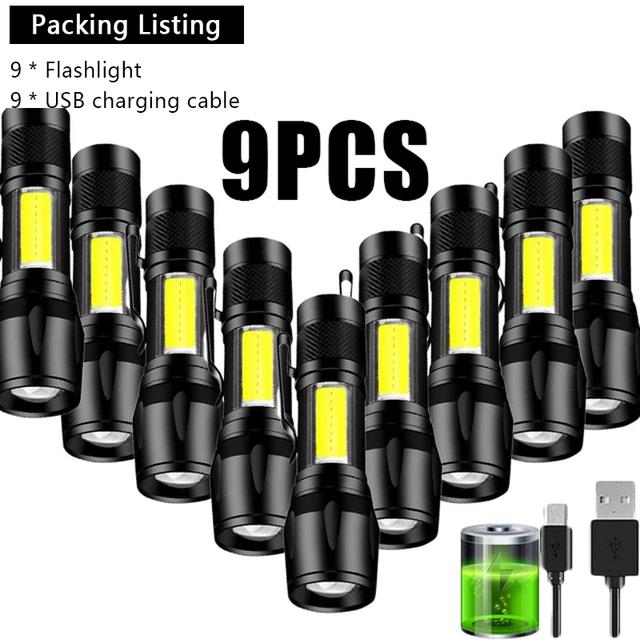 Мини-перезаряжаемый светодиодный фонарик COB + XPE, портативный фонарь для кемпинга, масштабируемый фокусный светильник, тактический фонарик с зажимом для ручки