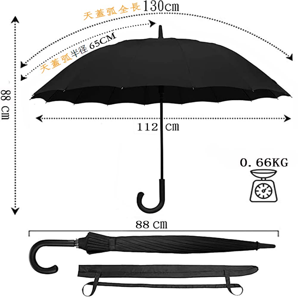TTOVALIGERIA Длинный 16-дюймовый водонепроницаемый стеклянный дождливый сезон, включает в себя чехол для хранения зонта, зонт, спицы, мужской, с одним касанием, прочный, водоотталкивающий,