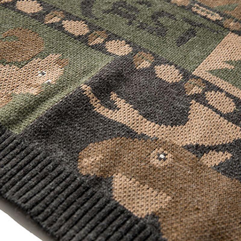 Winter Vintage Sweater Men Japanese Cute Bear Women Knitted Sweater Pullover Hip Hop Harajuku Streetwear Men Clothing Tops