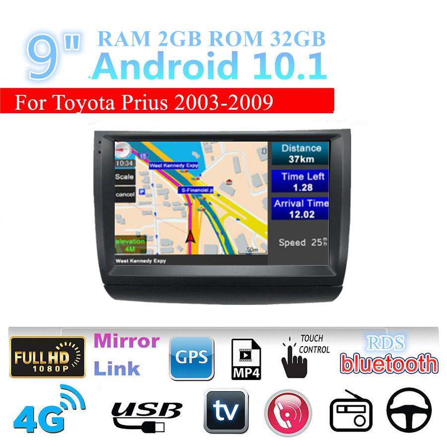 Для Toyota Prius 2003-2009 9-дюймовая Android 10.1 Головное устройство Стерео Система Навигация GPS Wifi