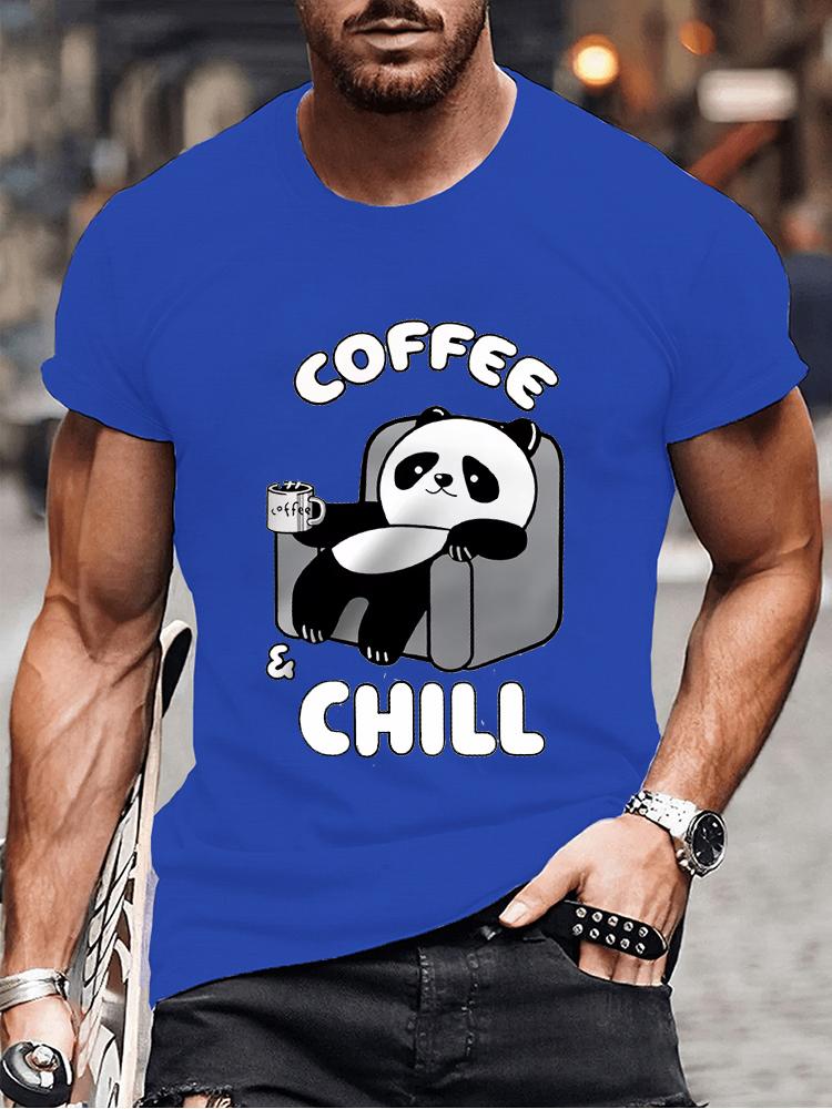 Coffee Chill Panda Enjoying Time T Shirts Men Women Short Sleeve Oversize T Shirt Loose Summer Tee Clothes Casual Fashion Tops