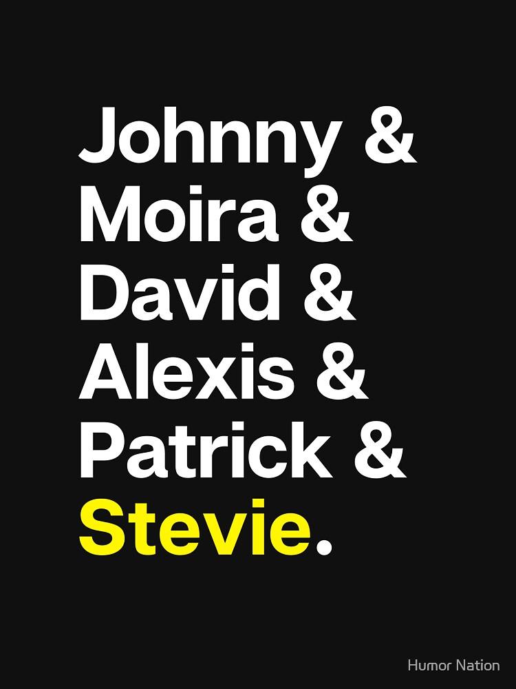 The Human League Johnny & Moira & David & Alexis & Patrick & Stevie. Schitts Creek characters Essential T-Shirt