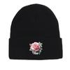 Lifelike Flower Warm Knitted Cap Beanie, Skull Cap Elastic Cozy Hip Hop Pompom Beanies Knitted Hat Beanie
