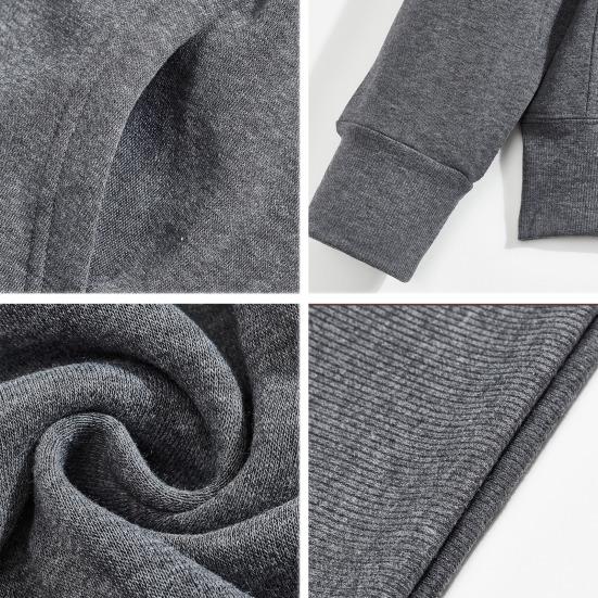 Men Hoodie Solid Color Sweatshirt with Hood Large Front Pocket Thickened Warm Pullover for Autumn Winter Street Sports Wear