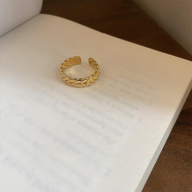Кольцо в корейском стиле, золотое, с плетением в виде пшеничного колоса, с модным дизайном - издание 2025 года