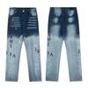 M04 Men's and Women's American Style Trendy Jeans with Fabric Patches, Holes, Embroidery, Casual and Fashionable High Street Pants