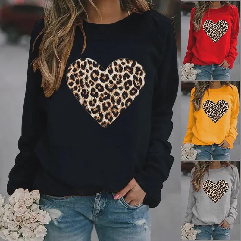 2024 Women's European & American Animal Print Round Neck Sweatshirt
