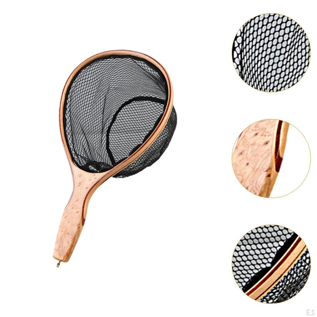 Fishing Landing Net Wood Handle Comfortable Accessories Fishermen Gift Fish Catching