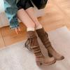 Retro Wasteland Fringed Knight Boots Women's Autumn New Thick Heel But Knee Long Boots Skinny Pile Boots