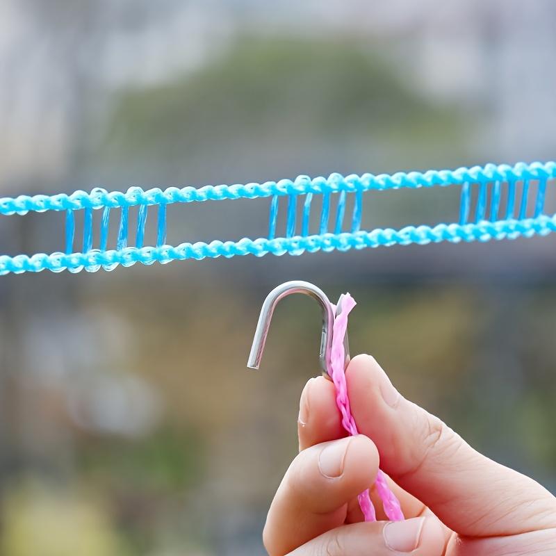 [1pc Windproof Clothesline Drying Rack] 1pc Windproof Non-Slip Plastic Clothesline with Hanging Clips, Outdoor Drying Rack for Clothes
