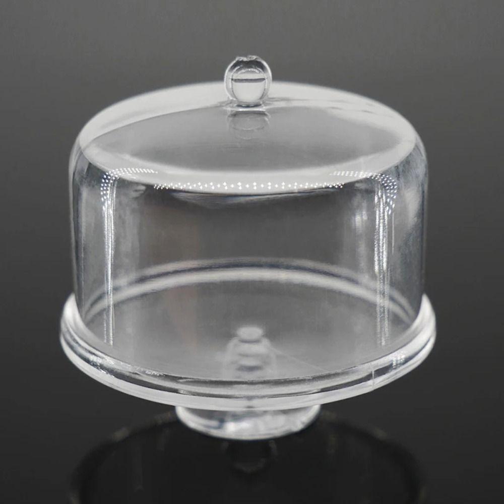 Dessert Pan Cake Display Plate with Lid Cover Miniature Cake Stand Doll Cake stand Kitchen Toys