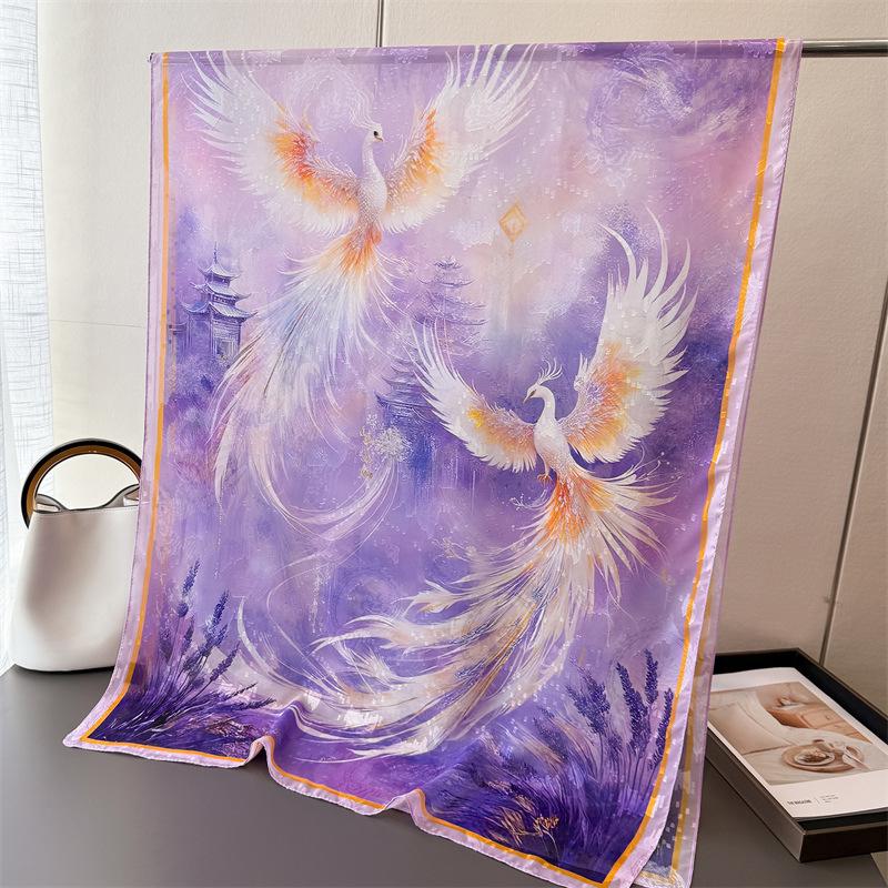 Шелковый шарф Qizifeng с теневой печатью, с вырезанным цветочным рисунком, весенне-летний, большой длинный шарф, высококачественная дорожная шаль, защита от солнца, женский шарф, платок