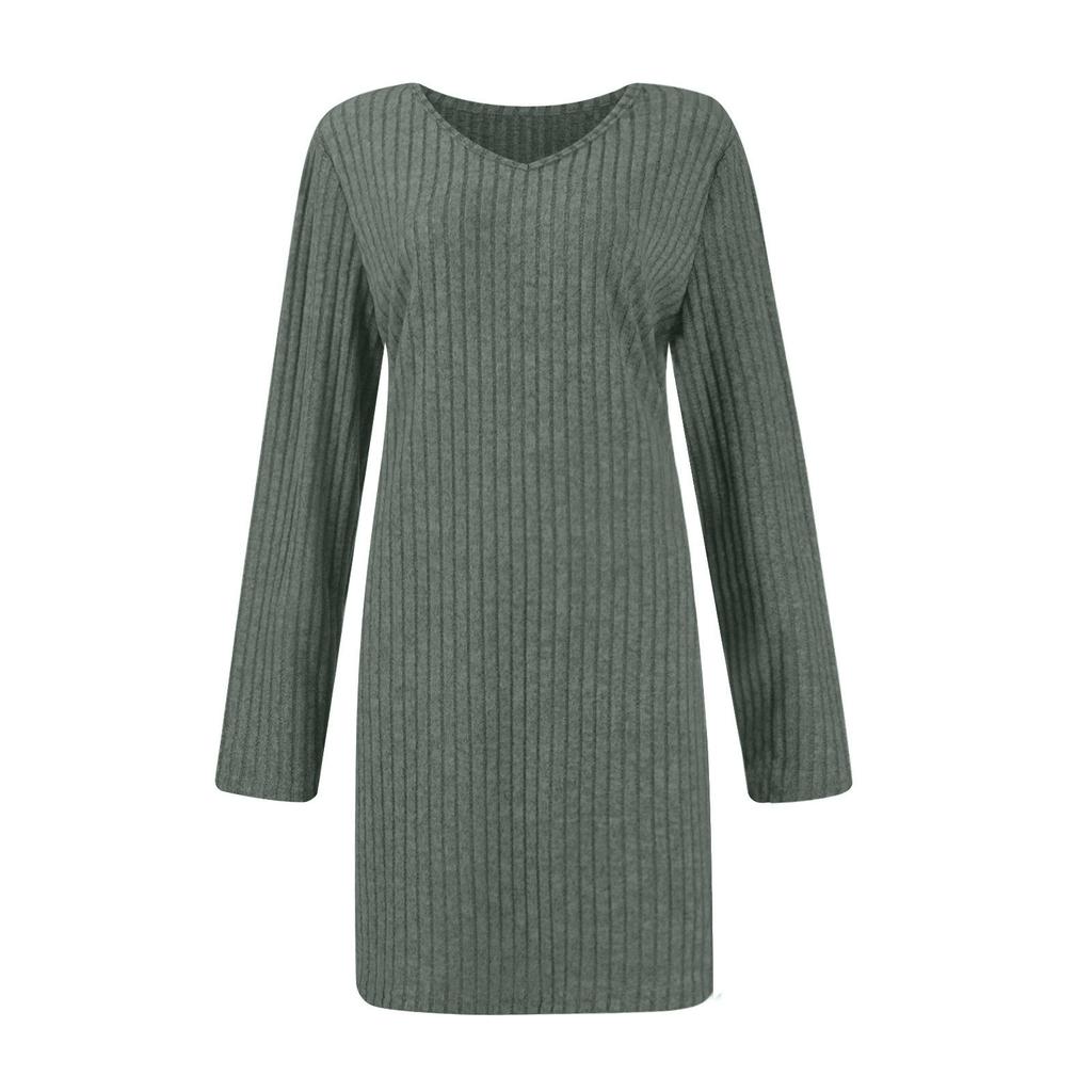 Женские осенние платья с V-образным вырезом, повседневные короткие платья с длинным рукавом, модная одежда