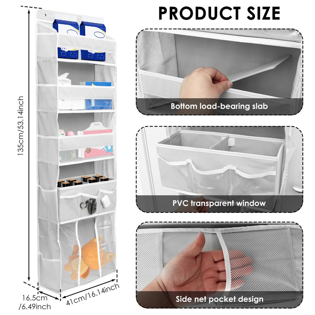 5 Layer Over The Door Organizer Hanging Bag Foldable Bathroom Behind The Door Snacks Toys Clothes Storage Holder