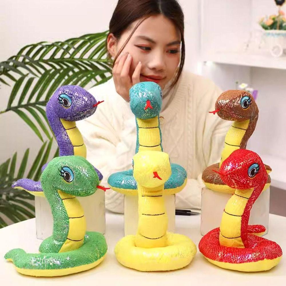 20 см имитация змеи с пайетками плюшевая игрушка красная синяя зеленая змея плюшевая кукла домашний декор