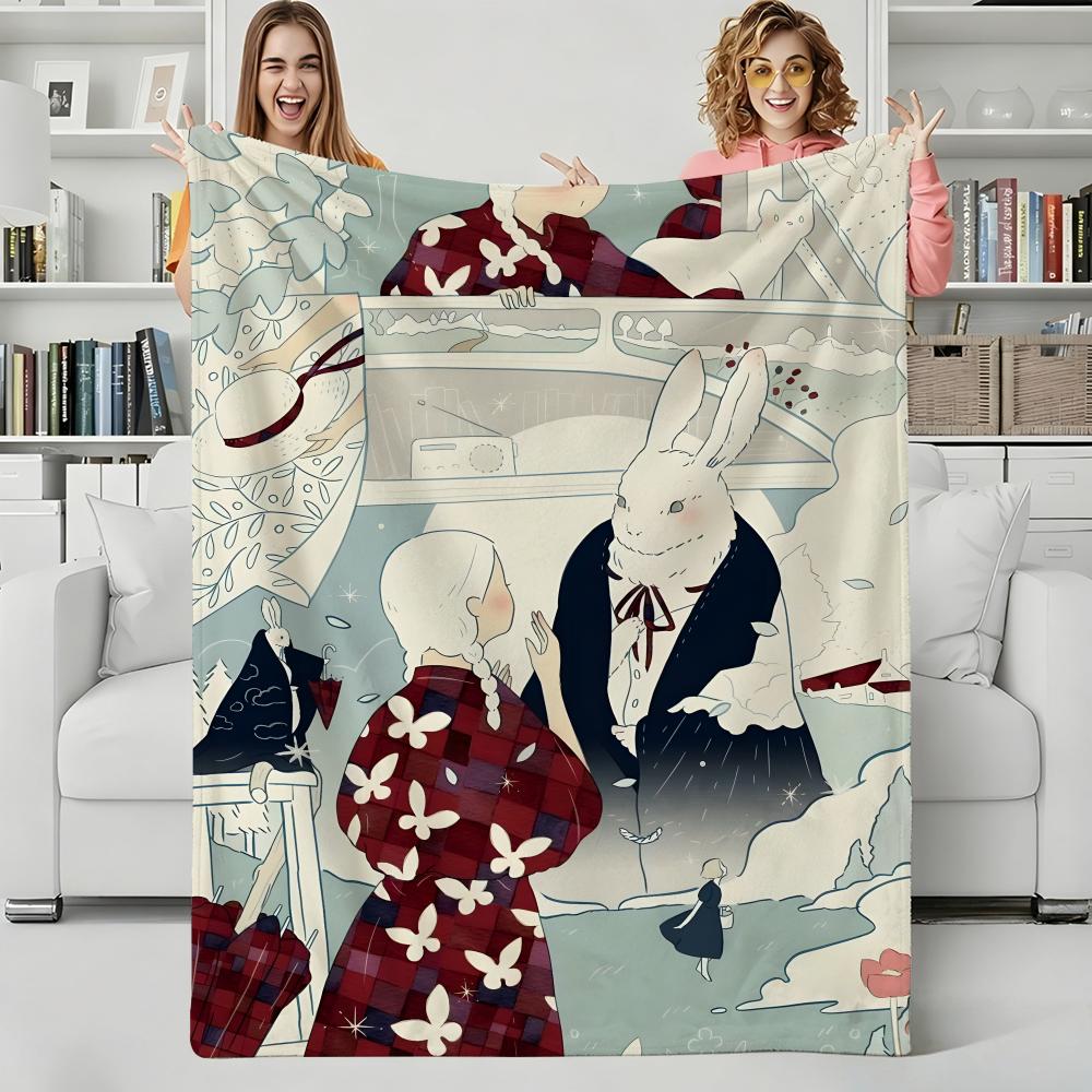 Artist Y-Yoshitomo Throw Flannel Blanket Perfect for Sofa Office Bed Travel Sleep Read Relax Camping four season use