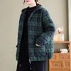 Женские осенне-зимние клетчатые парки в ретро-стиле с капюшоном, повседневные утепленные куртки
