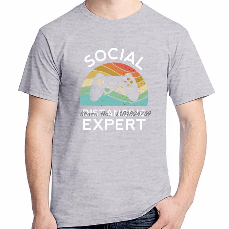Social Distancing Expeert Video Game Party Cotton Graphic T Shirts Summer High Quality Unisexs Short Sleeve Tshirt Unisexs Clothes