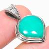 Natural Chrysoprase Gemstone Handmade 925 Solid Sterling Silver Pendant 1'' A5b71
