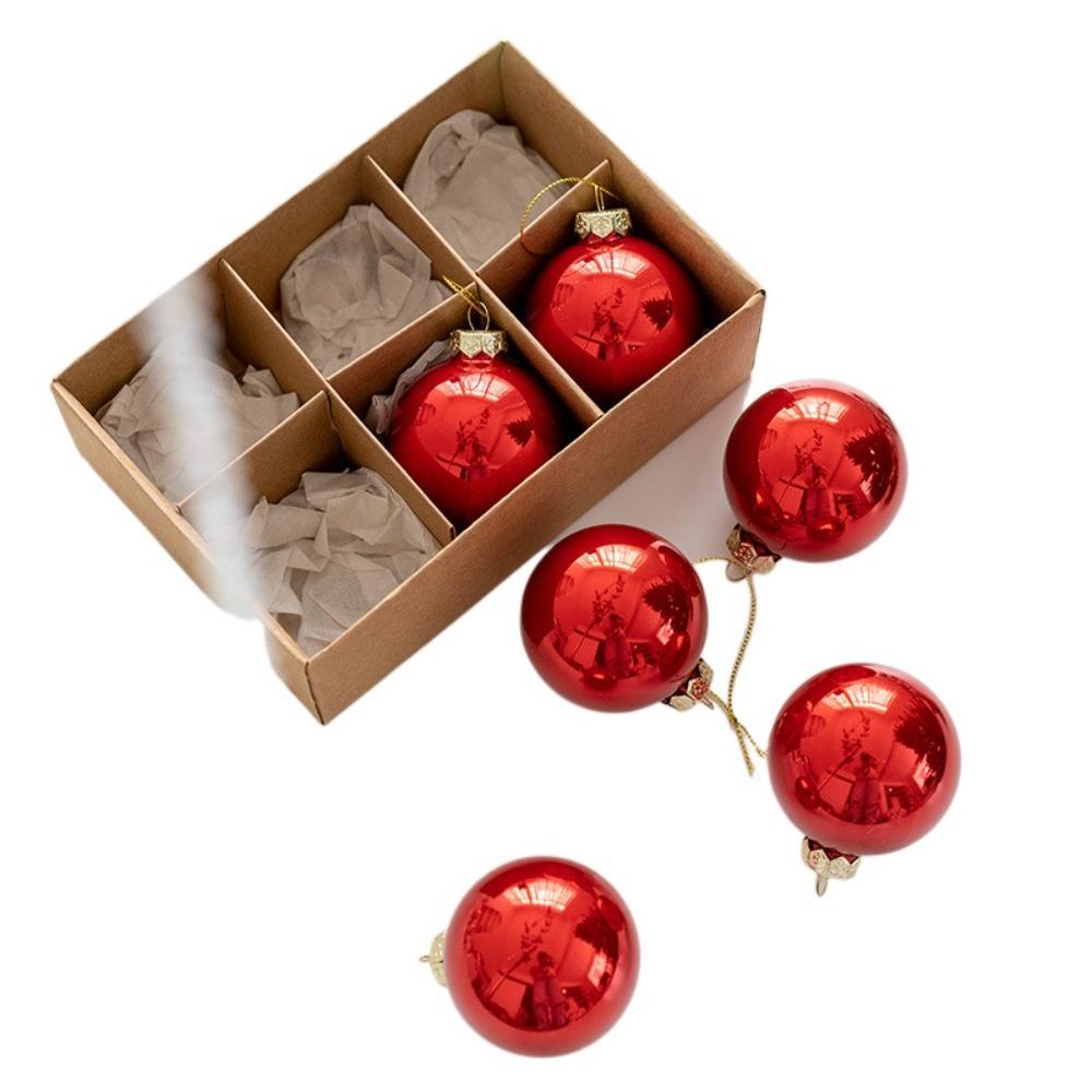 Набор из 6 стеклянных рождественских шаров 6 см Изящный подвесной кулон на елку Водонепроницаемое расписное подвесное украшение для дома