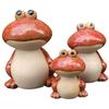 [S.T.S.G] Frog Figurine, Ceramic Ornament, Interior Decoration, Gift, Lucky Charm, Feng Shui, Entryway Ornament (Frog Family (Red))