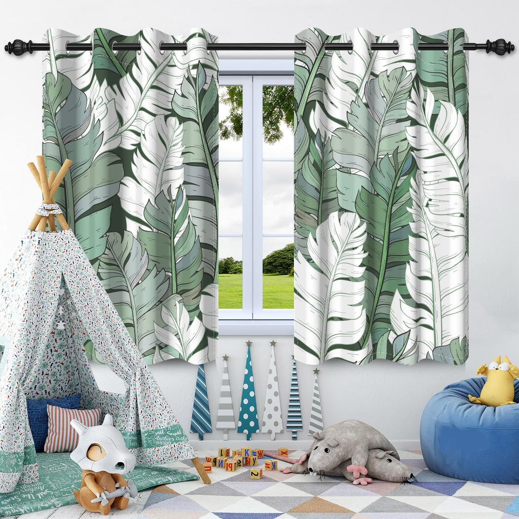 Зеленые Растения Листья Оконная Занавеска Спальня Гостиная Блэкаут Занавеска Современное Украшение Дома Теплоизоляция Шумоподавление