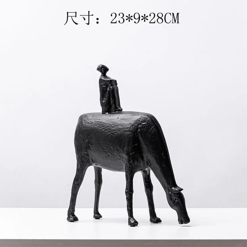 Изделия из смолы Искусственные животные Украшения Wrangler Buffalo Абстрактные портретные скульптуры Декоративные фигурки Украшения для дома