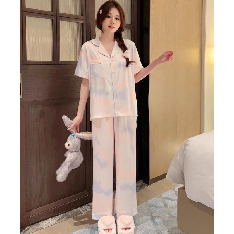 Женская пижама Harajuku Sweet Print с французской романтической эстетикой Домашняя одежда для сна Новая осенняя мода Ночная одежда