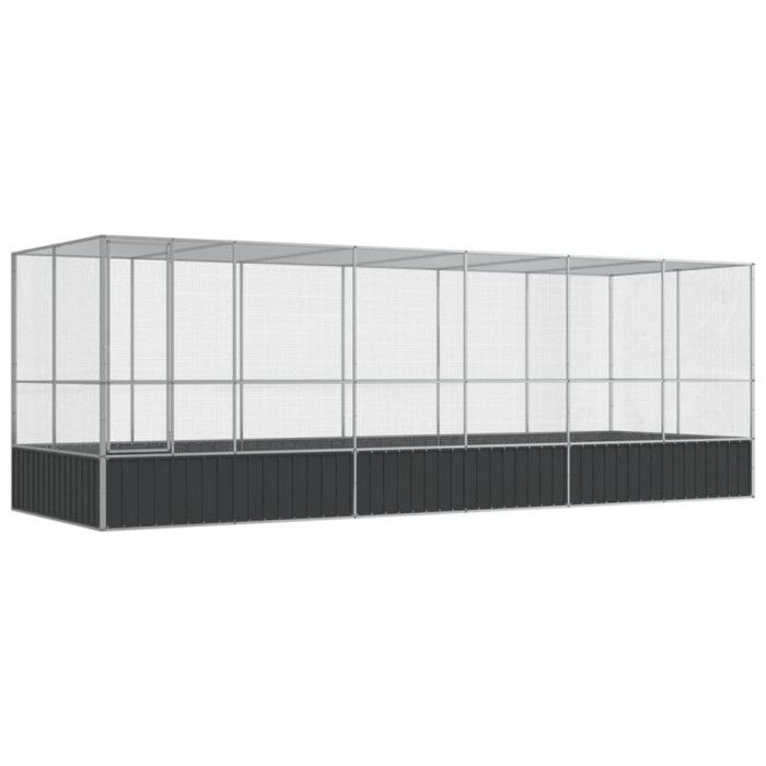 Aviary with Silver Extension 625x207x212 Cm Steel