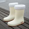 Women's Mid-tube Rain Boots Rubber Boots Warm Overshoes Waterproof Outdoor Non-slip Wear-resistant Fashion All-match Rain Boots