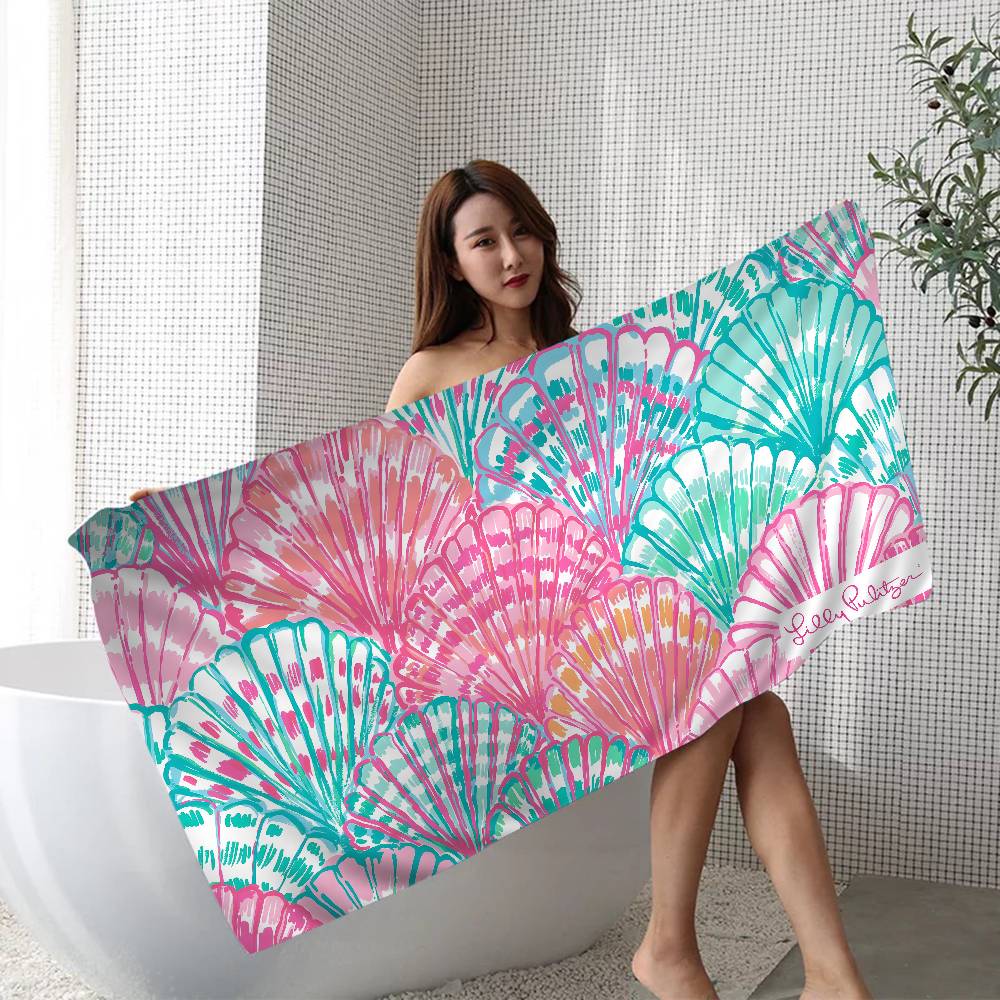 Модное пляжное полотенце L-Lilly pulitzer в стиле аниме, мягкое, впитывающее, салфетка для умывания, детские подарки для детей, для путешествий, кемпинга, спортзала