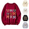 Women's Round Neck Printed Tops Cotton Casual Fashion Long Sleeve Pullover Top Blouse