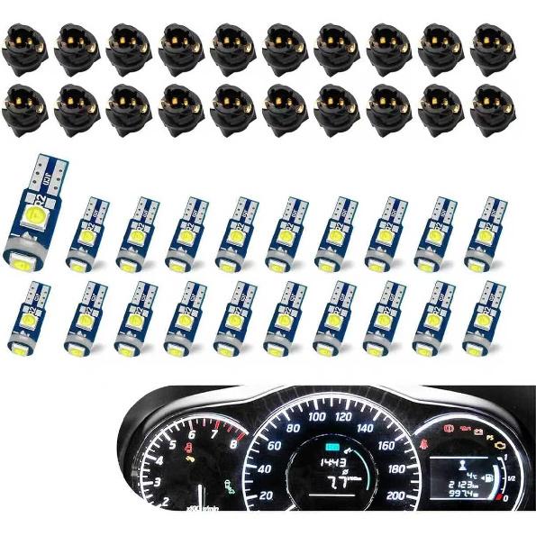 20 PCS Car T5 Led Bulbs, PC74 PC37 3030-3SMD Super Bright Dash Light, Anti-vibration No Flicker License Plate Light with Twist Lock Base, Universal
