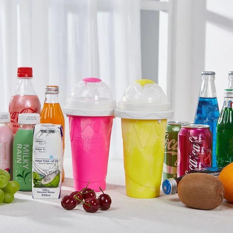 Smoothie Homemade Cup Quick-Frozen Ice Cream Milkshake Bottle Summer DIY Juice Iced Cup Freezed Portable Squeeze Slushie Cups