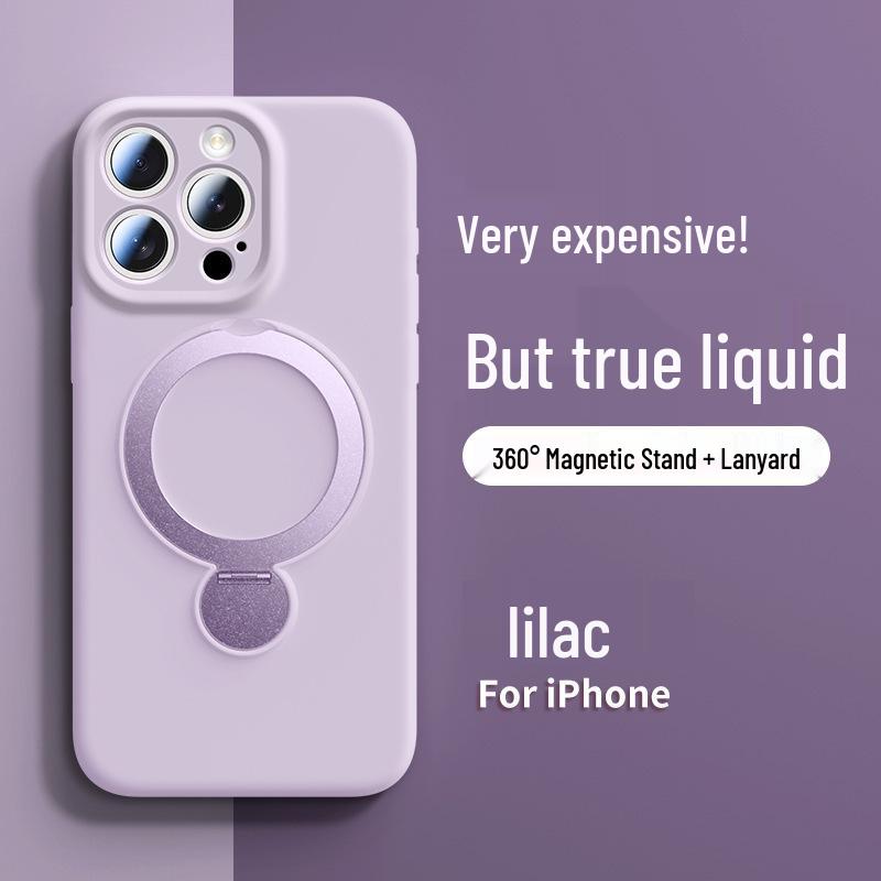 Чехол-подставка из жидкого силикона с магнитом для iPhone 15/16 Pro Max - Защитный чехол с полной покрытием