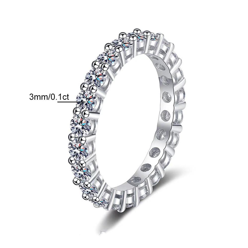 5mm D Color Moissanite Row Ring 925 Silver Diamond Wedding Band Rings For Women Certified Fine Jewelry Gift Houtros