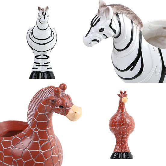 Цветочный горшок из смолы, высокопрочный, небьющийся, в форме животного, забавный, для дома и улицы, украшение стола