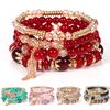 Stone Natural Crystal 4Pcs/Set Multilayer Beaded Bohemian Bracelets Bangle Fashion  Accessories