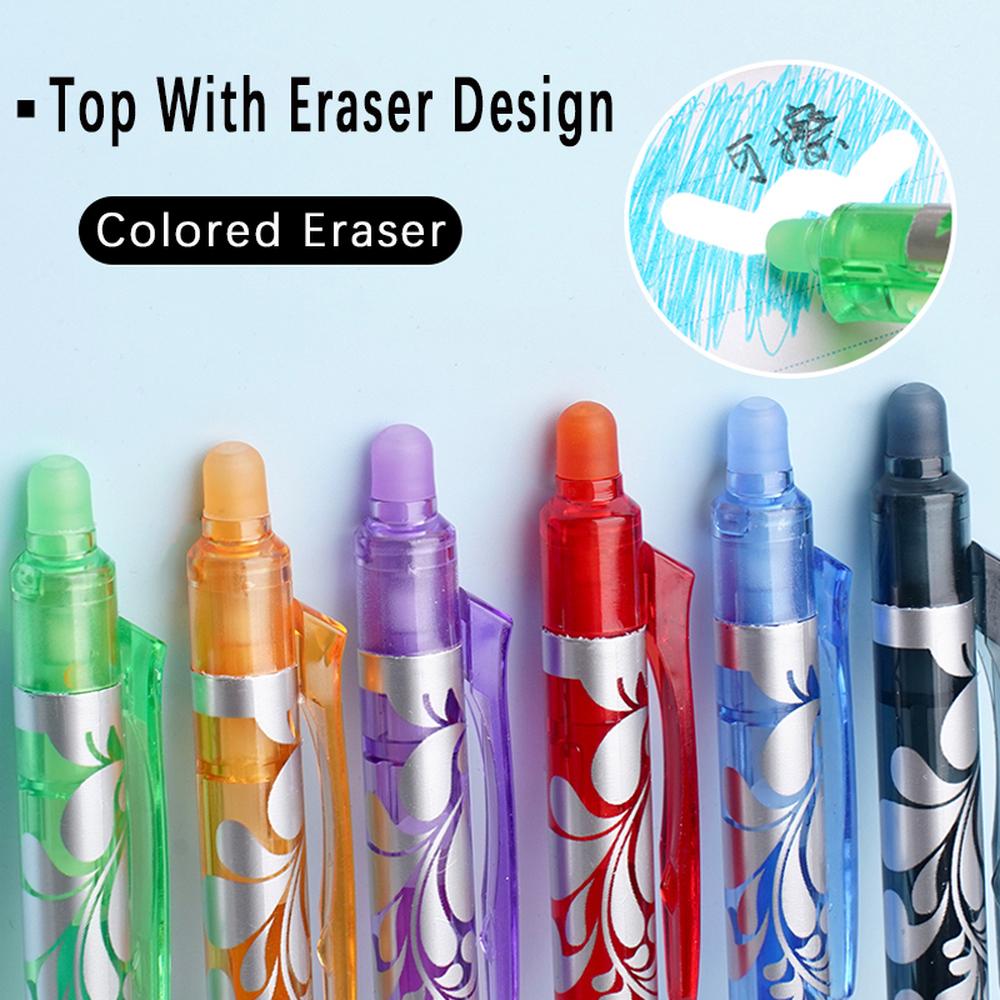 55pcs/set Gel Pen Press Type 0.5mm Erasable Gel Pen Set 6 Colors Washable Handle Magic Refills Rod Super Capacity Ink Writing Stationery